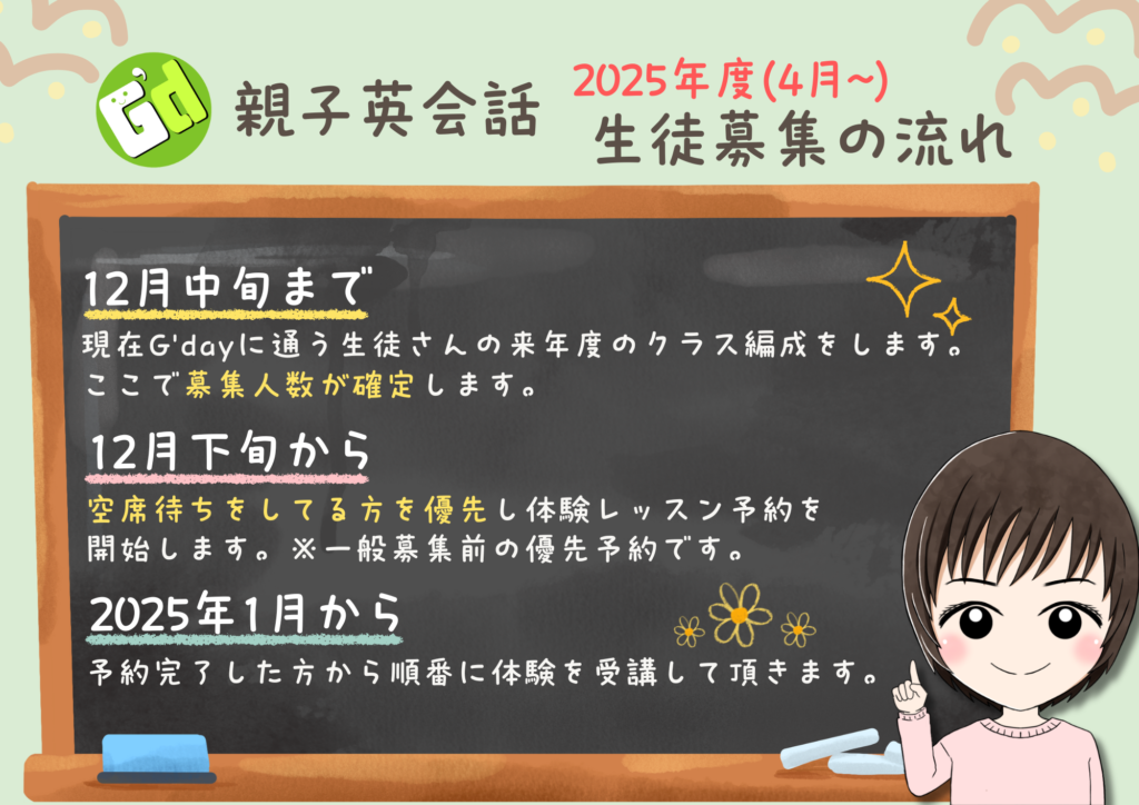 親子英会話2025生徒募集の流れ